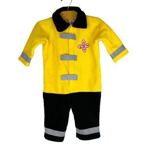 Old Navy Fleece One Piece Fire Chief Firefighter Outfit 6-12 Months
